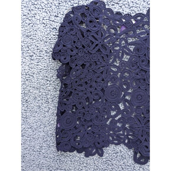 Ralph Lauren Purple Label Hand Crochet Floral Balero Size S Cardigan Formal Blue - Picture 5 of 12
